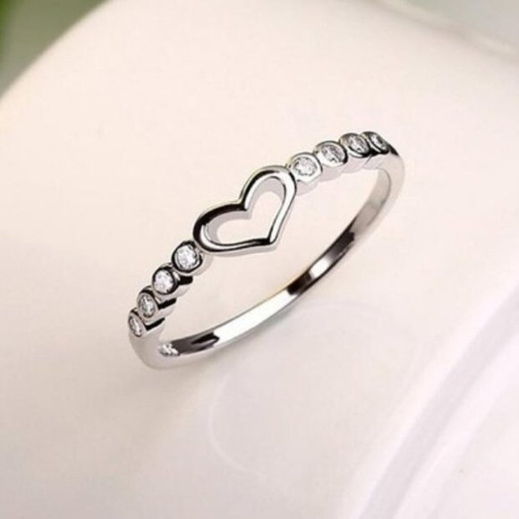 ✨ Super Lovely Heart Sweet Many Tiny Zircon Filled Silver Ring for Women, VIP458 - Picture 1 of 10